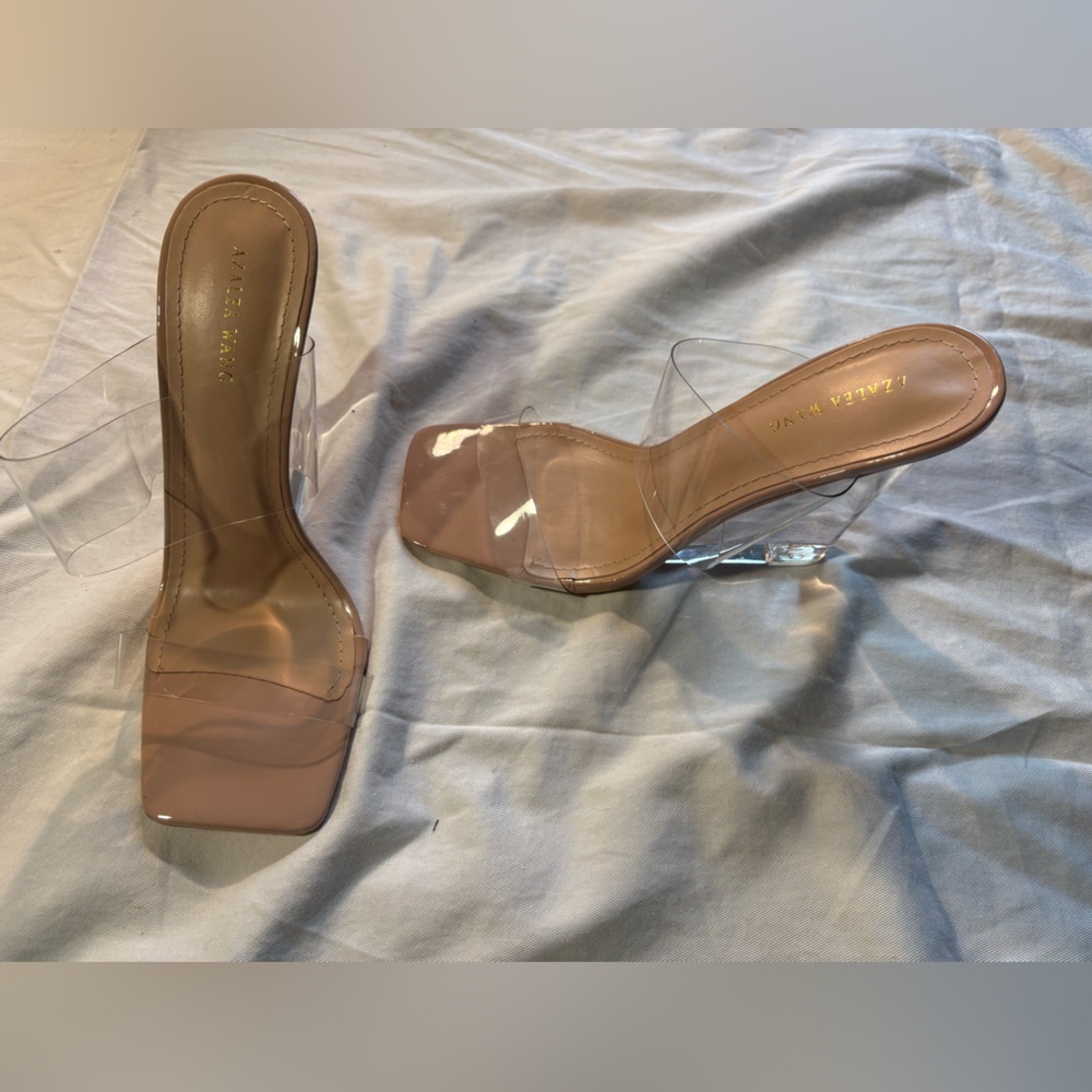 Azalea Wang clear lucite wedge high heel.  Size 9.